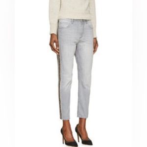 Isabel Marant Etoile Grey Embroidered Trim Penn Gaucho Jeans 38
